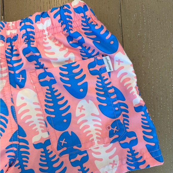 Maamgic Toddler Boys’ Pink & Blue Fish Bones “Shortie” UPF Swim Shorts • Size 2T - Picture 6 of 12